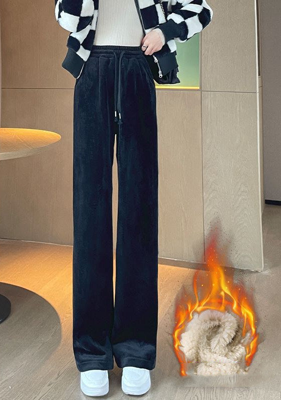 Winter Corduroy Wide-Leg Maternity Pants – High-Waist Velvet Lined