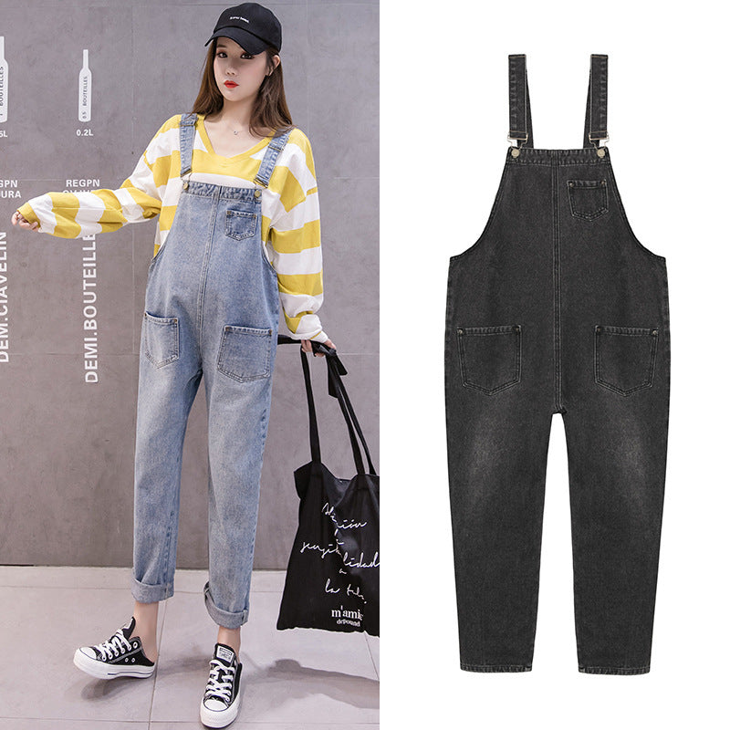 Large Size Maternity Denim Overalls Fashion Casual Versatile Pants