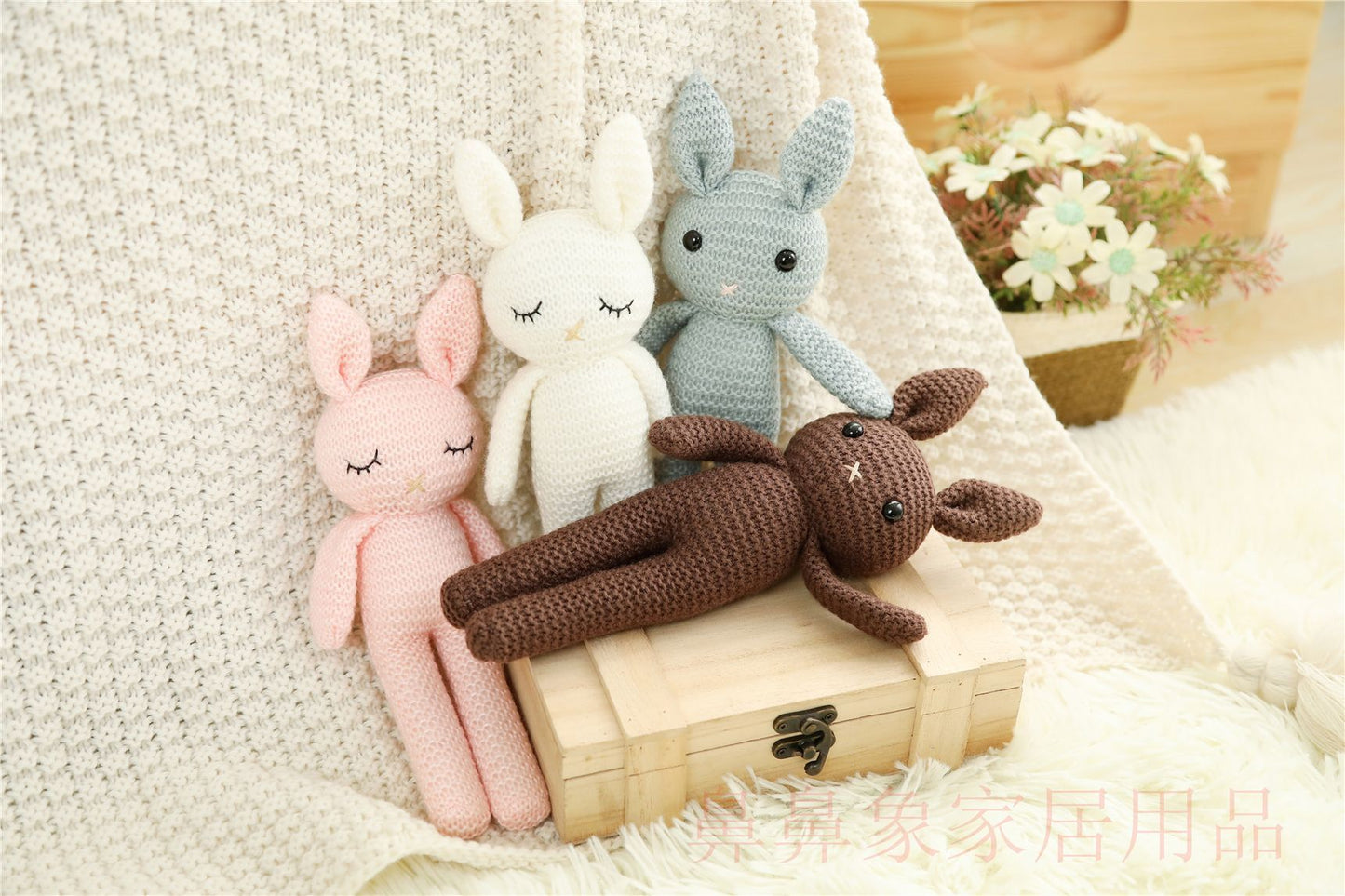Newx Handmade Rabbit Crochet Wool Doll Animal Stuffed Plush Toy Baby Soothing Baby Sleeping Plush Toy Gifts For Kids Birthday
