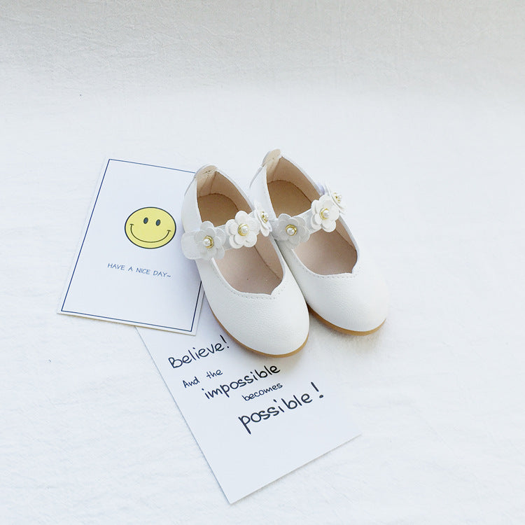 Flower PU Leather Shoes – Soft Sole Princess Style