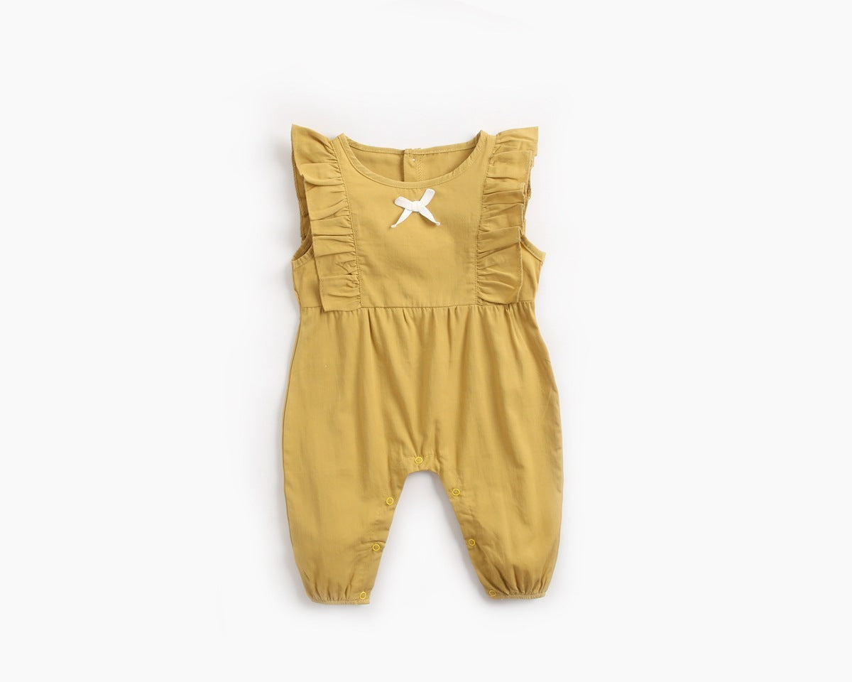 Newborn Cotton Long Climbing Bow Jumpsuit