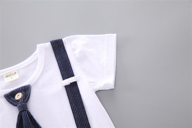 Baby Round Neck Tie Shorts T-shirt Set