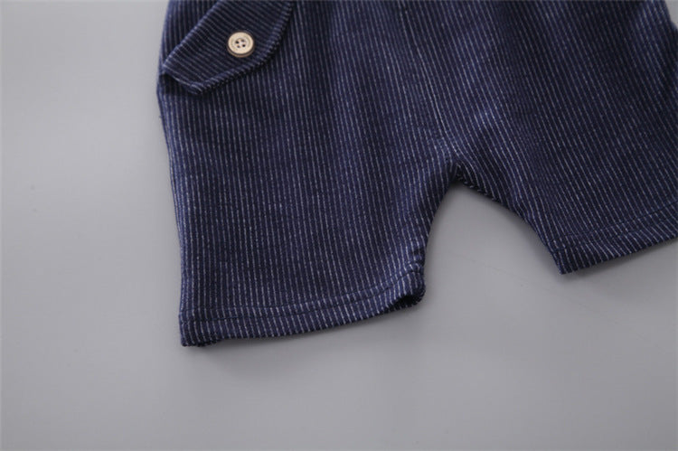 Baby Round Neck Tie Shorts T-shirt Set