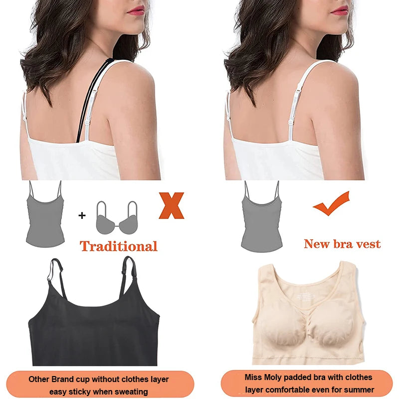 Built in Bra Tummy Control Tank Top Underskirts Body Shaper Compression Vest