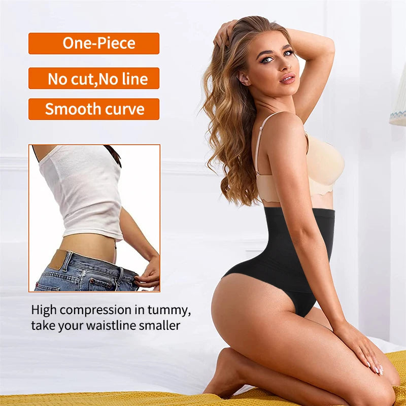High-Waist Tummy Control Thong Shapewear – Seamless Butt Lifter Briefs for Women