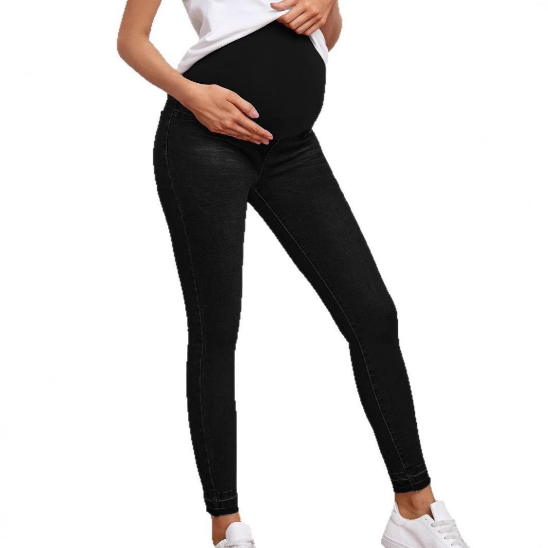 Pregnant Women High Waist Belly Support Denim Trousers