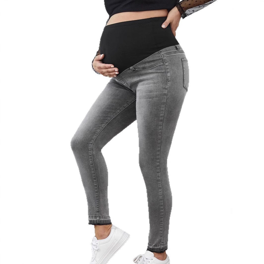 Pregnant Women High Waist Belly Support Denim Trousers