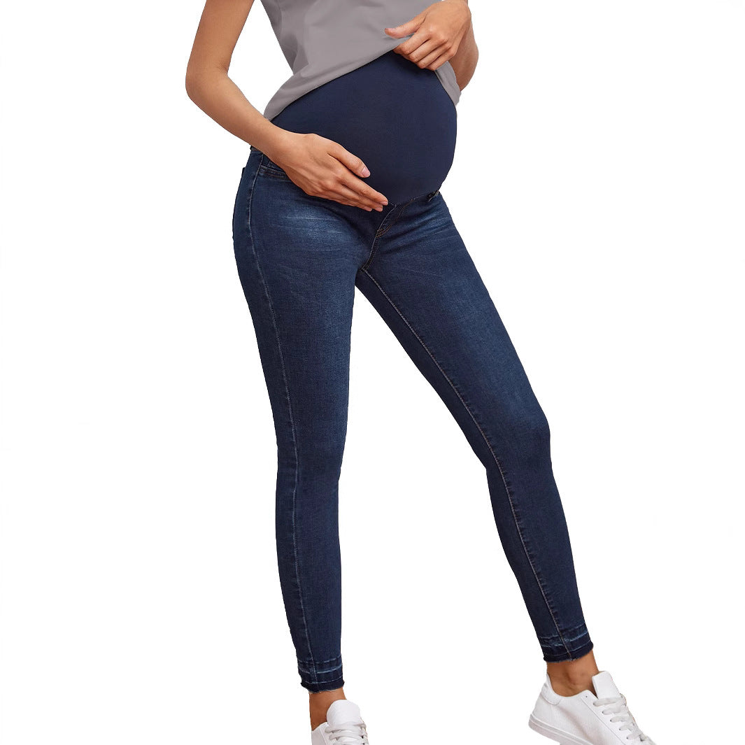 Pregnant Women High Waist Belly Support Denim Trousers