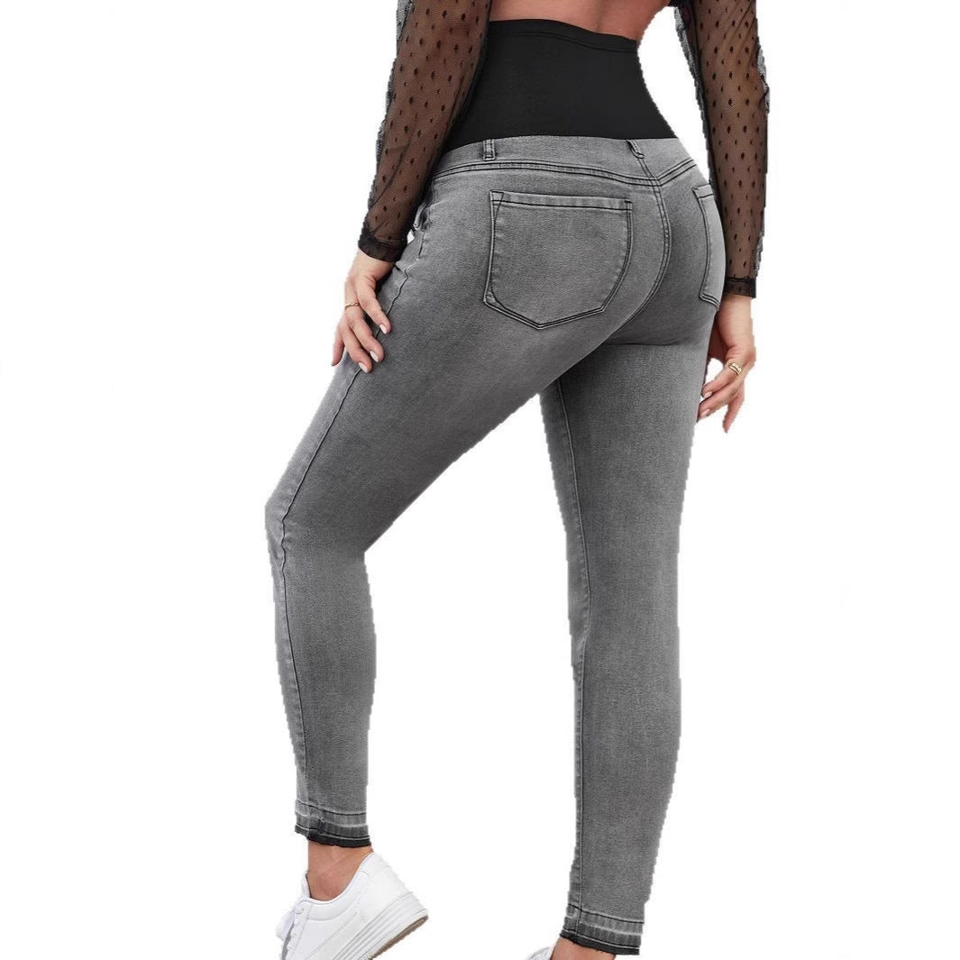 Pregnant Women High Waist Belly Support Denim Trousers