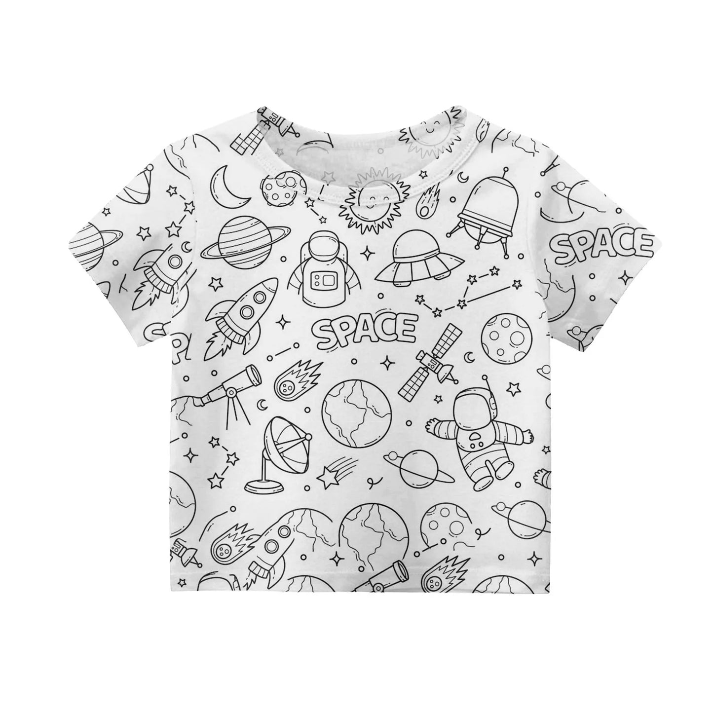 Colour-In Kids Pyjama Set – T-Shirt & Shorts (No Pens Included)