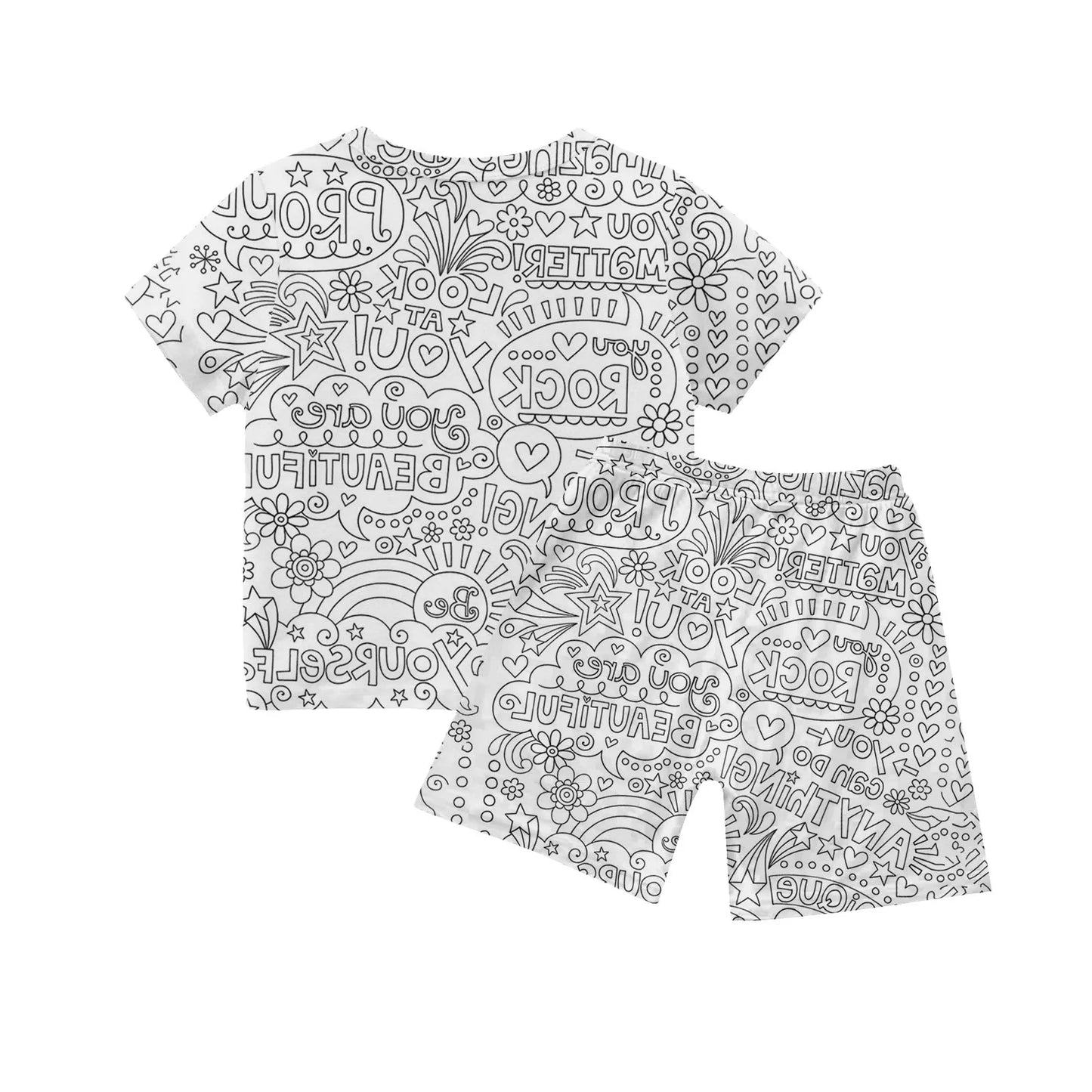 Colour-In Kids Pyjama Set – T-Shirt & Shorts (No Pens Included)