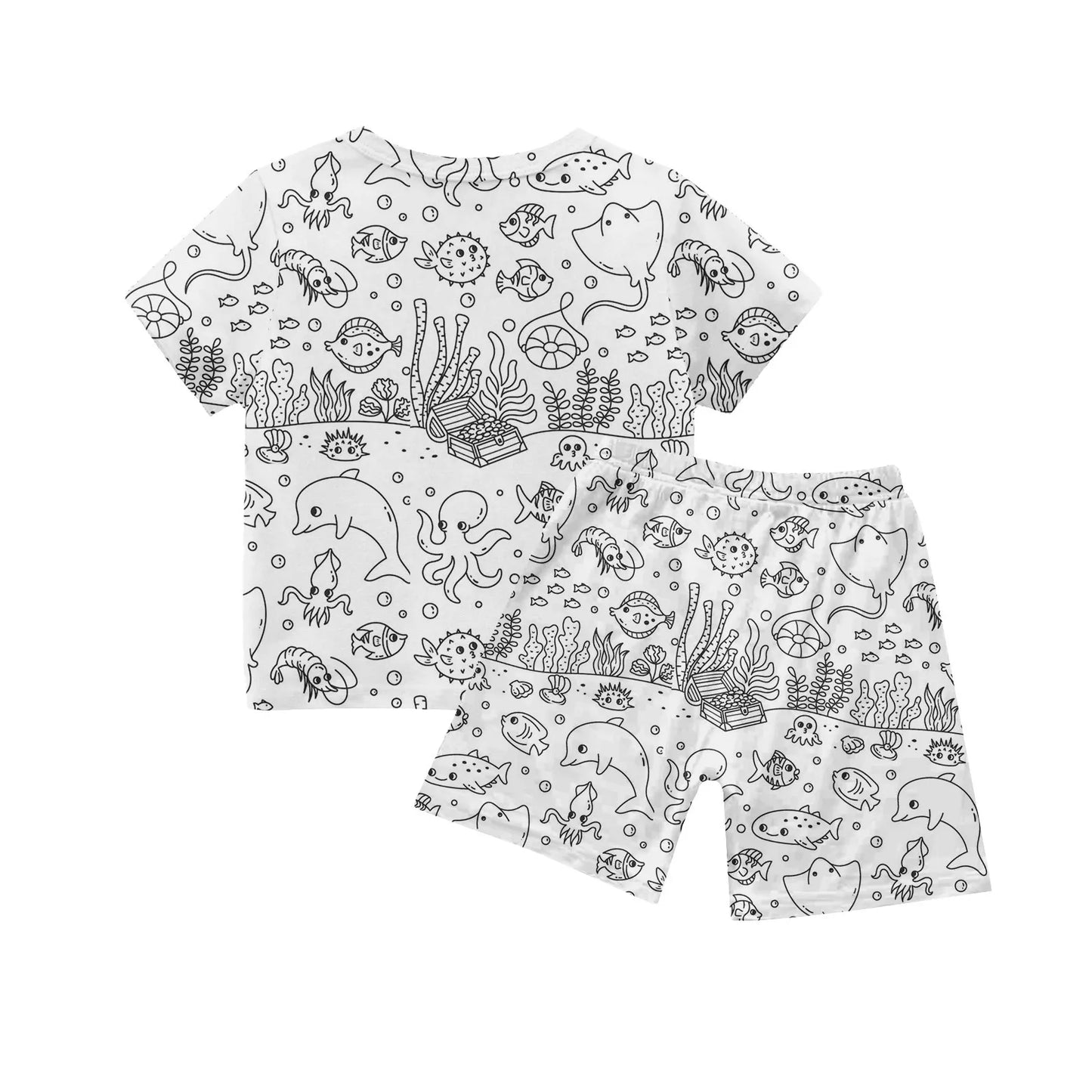 Colour-In Kids Pyjama Set – T-Shirt & Shorts (No Pens Included)