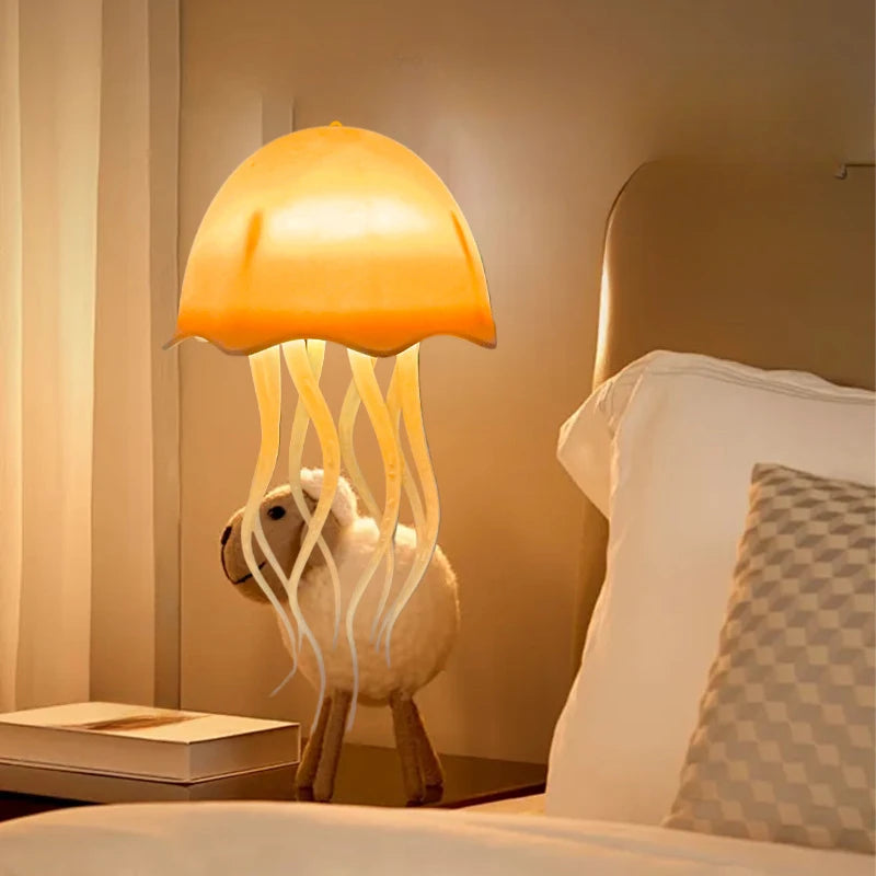 Full color gradient sound controlled jellyfish small night lamp floating