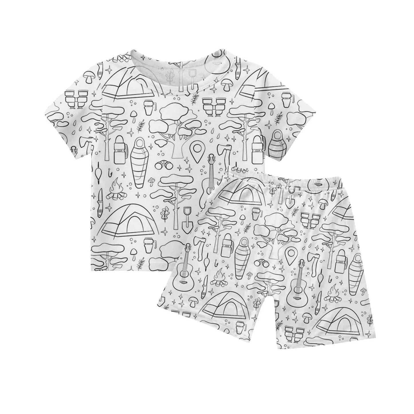 Colour-In Kids Pyjama Set – T-Shirt & Shorts (No Pens Included)