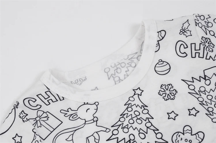 DIY Colour-In Christmas Pyjama Set – Kids Two-Piece (Without Painting Pens)