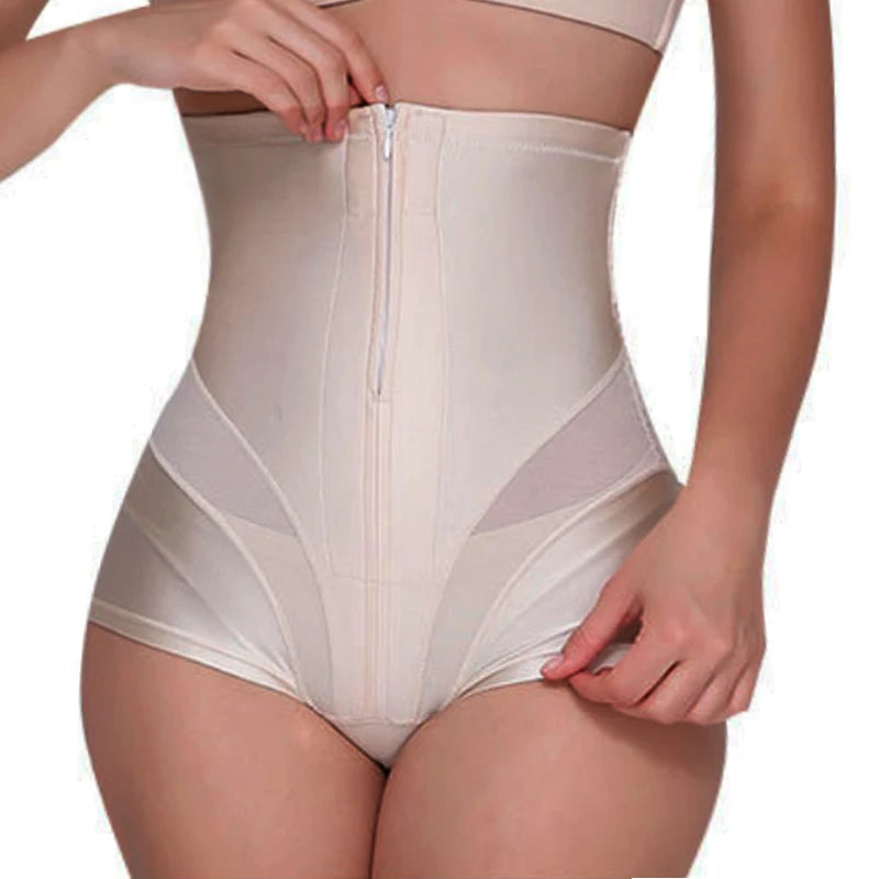 Women's High Waist Shaping Brief – Zipper Tummy Control Panty