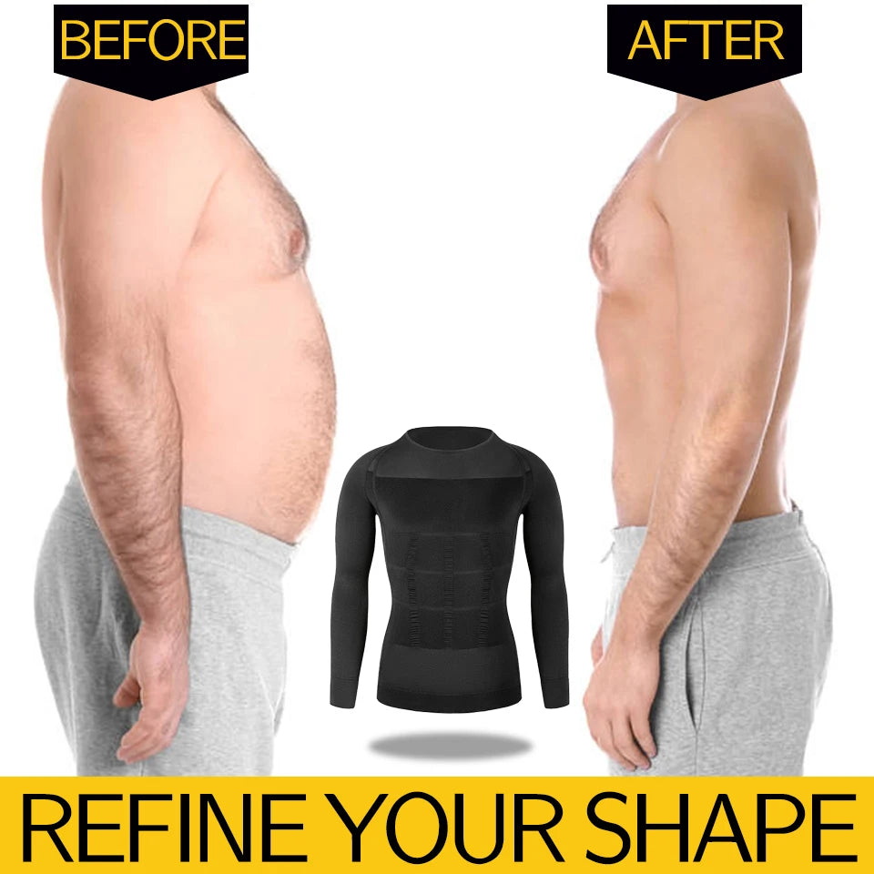 Men’s Long Sleeve Compression Shaper Shirt – Slimming & Tummy Control