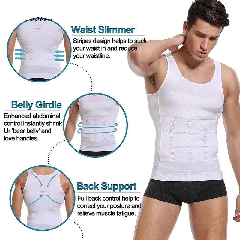 Men’s Compression Shirt – Body Shaper Vest , Abdomen Slimming & Posture Support