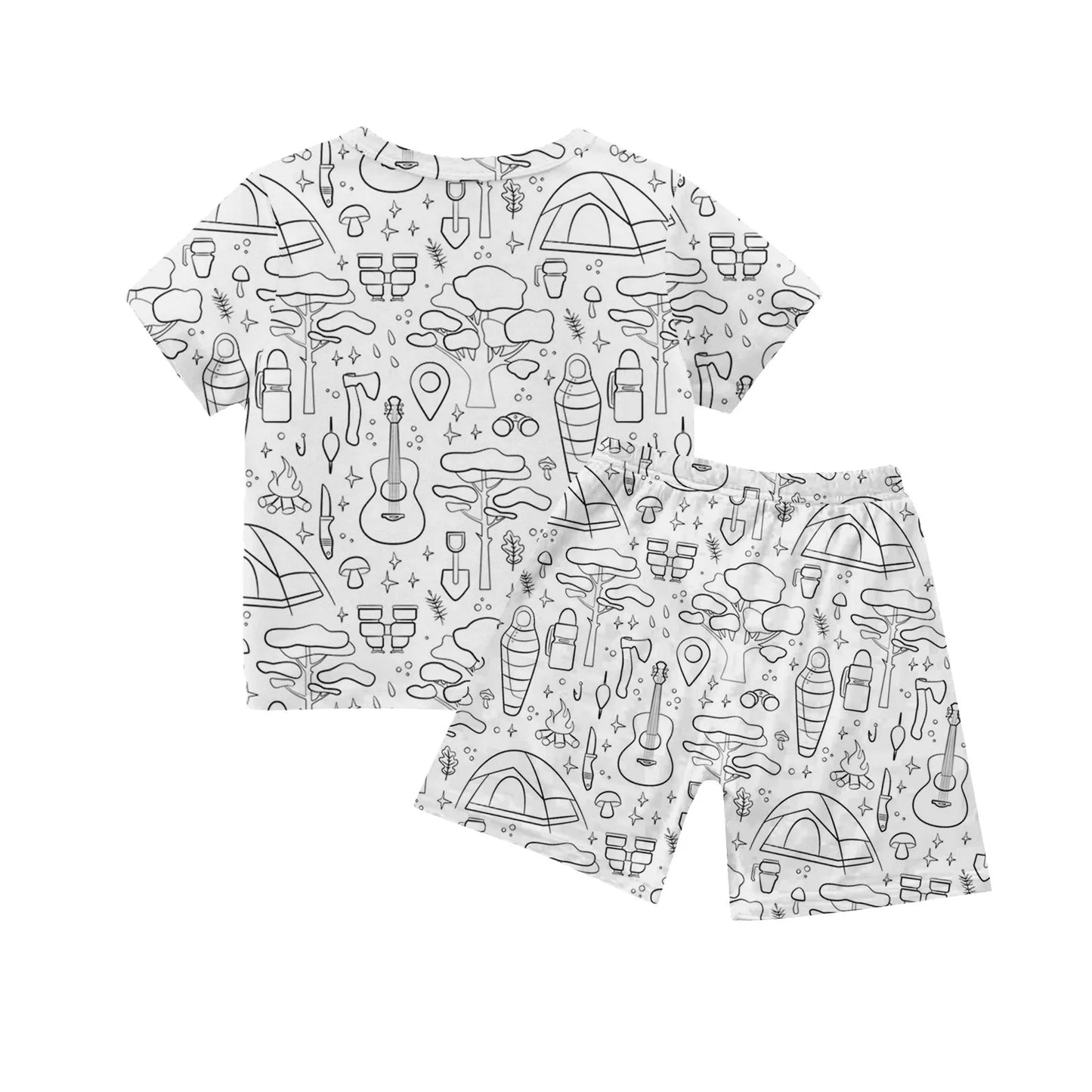 Colour-In Kids Pyjama Set – T-Shirt & Shorts (No Pens Included)