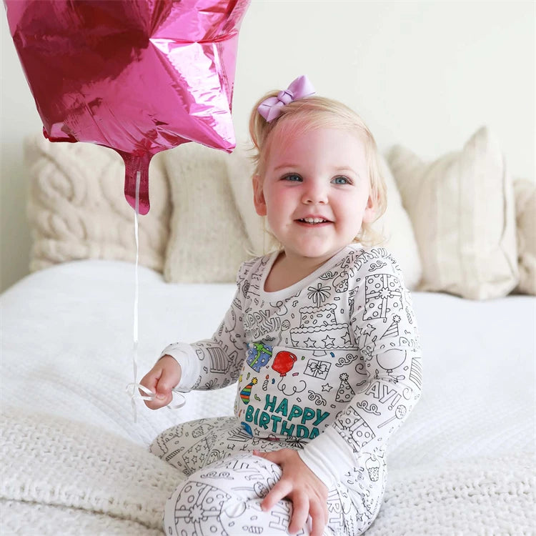 DIY Colour-In Christmas Pyjama Set – Kids Two-Piece (Without Painting Pens)