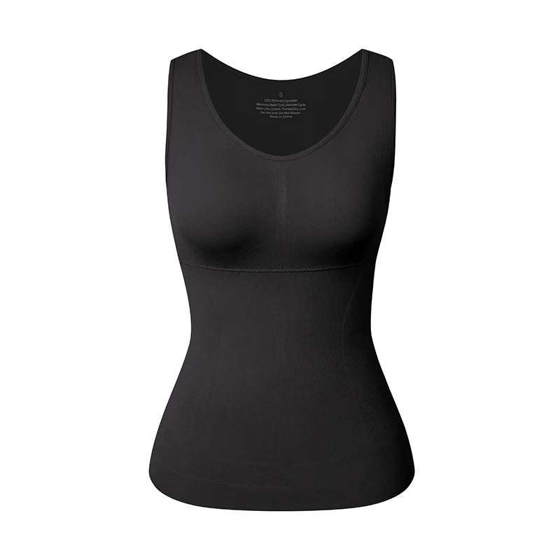 Built in Bra Tummy Control Tank Top Underskirts Body Shaper Compression Vest