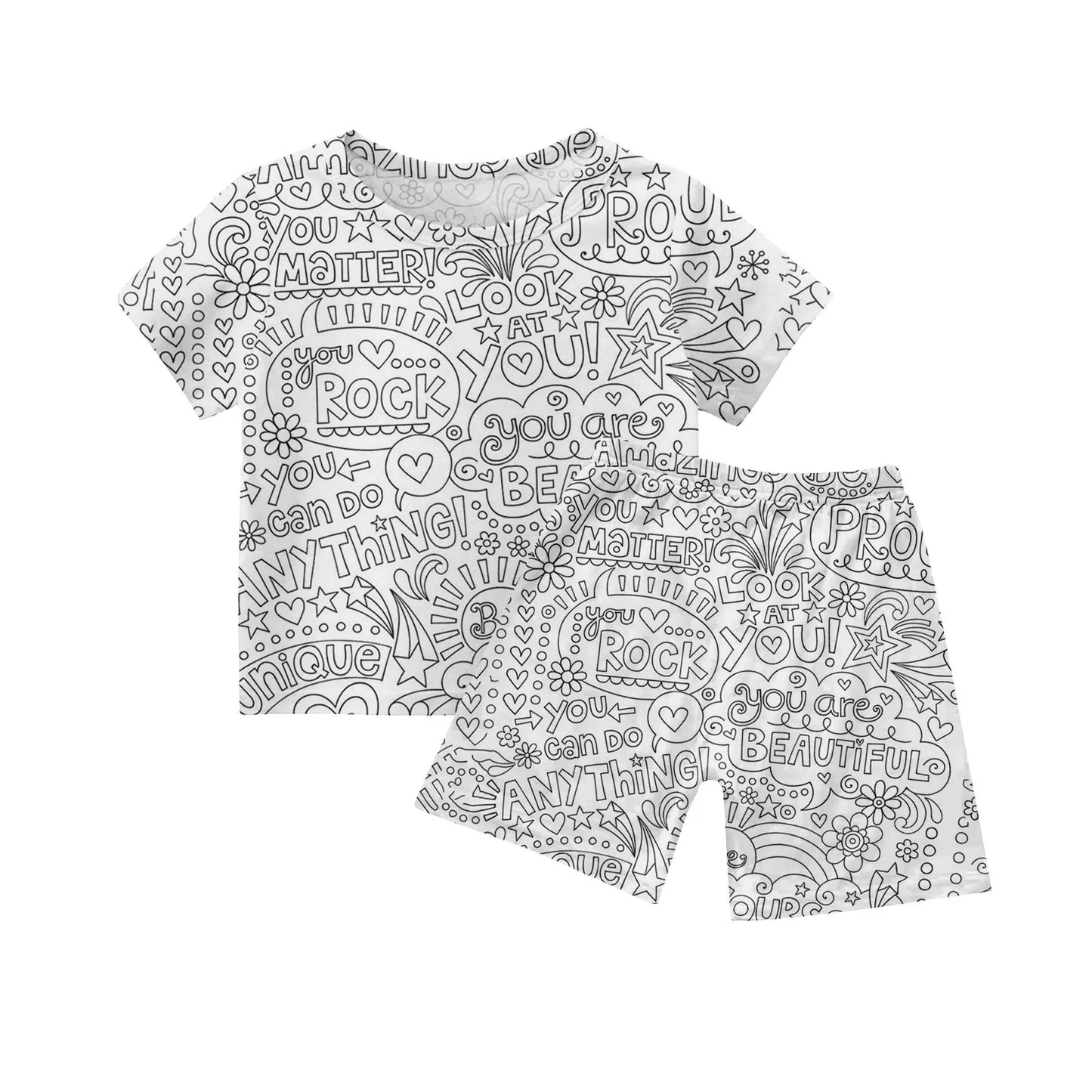 Colour-In Kids Pyjama Set – T-Shirt & Shorts (No Pens Included)