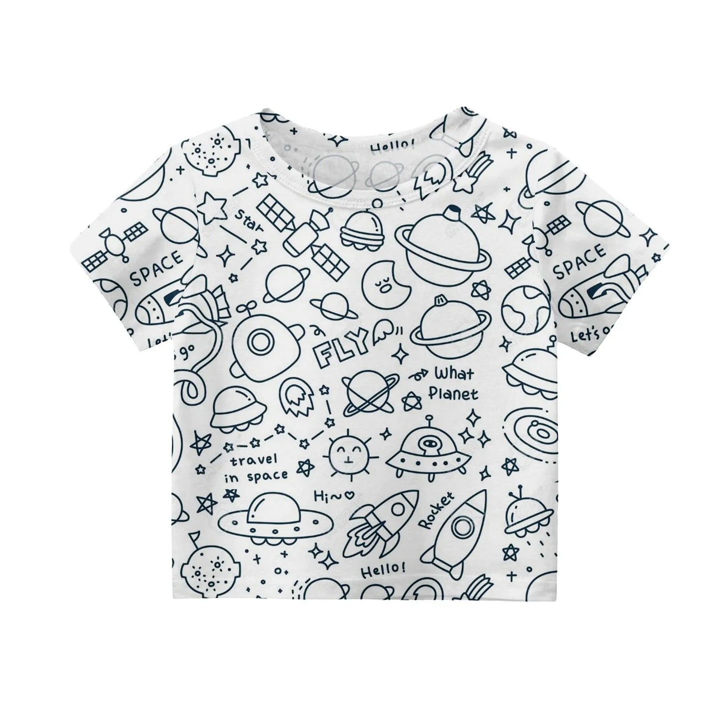 Colour-In Kids Pyjama Set – T-Shirt & Shorts (No Pens Included)