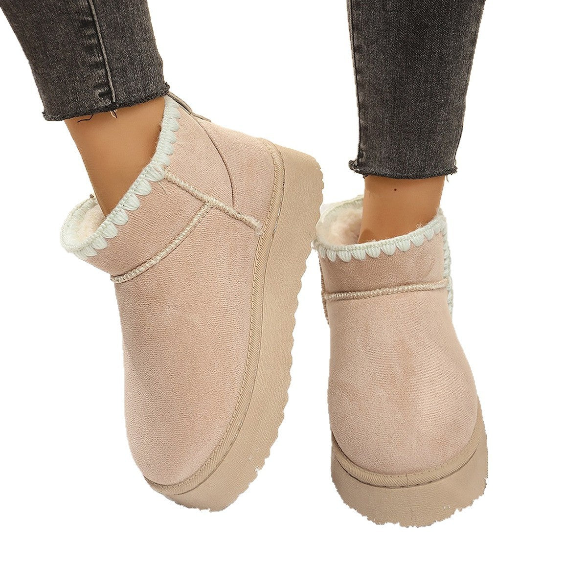 Snow Boots For Women Short Tube Velvet Insulated Cotton-padded Shoes