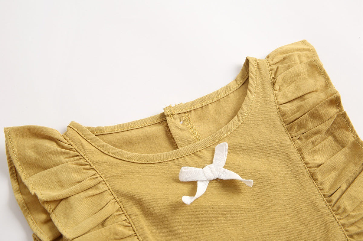 Newborn Cotton Long Climbing Bow Jumpsuit
