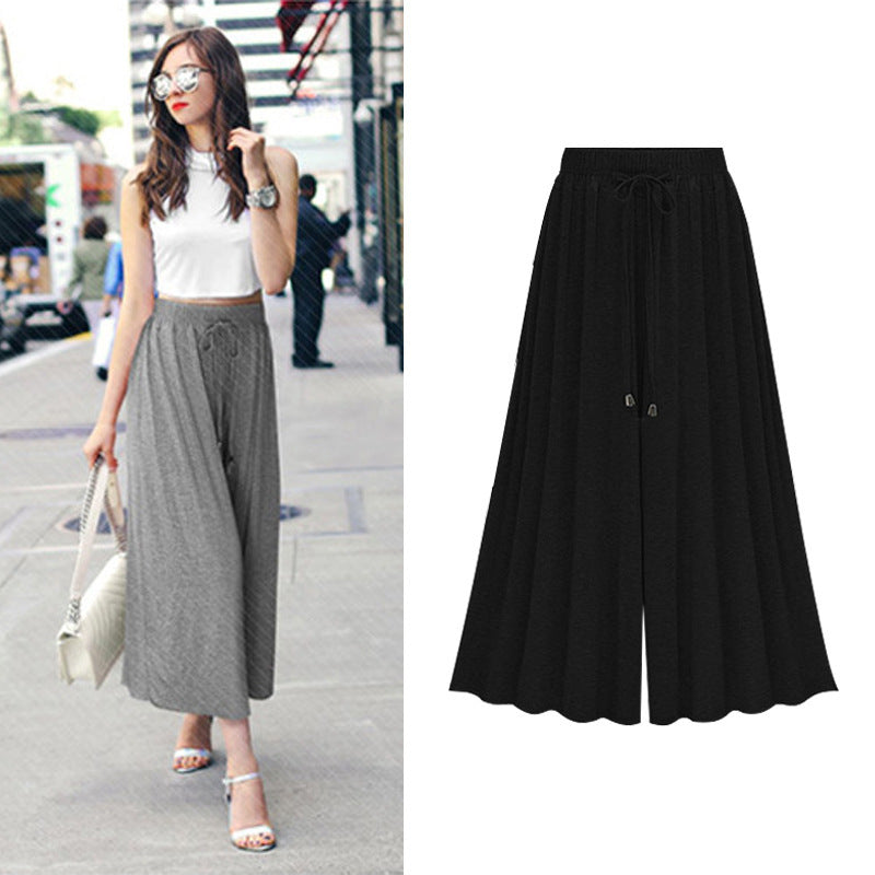 Women's high waist wide leg pants cropped trousers