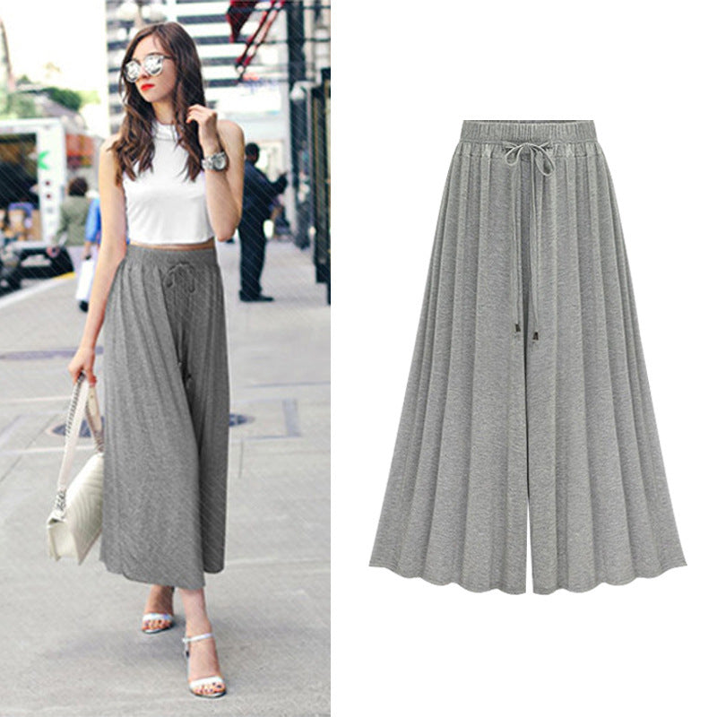 Women's high waist wide leg pants cropped trousers