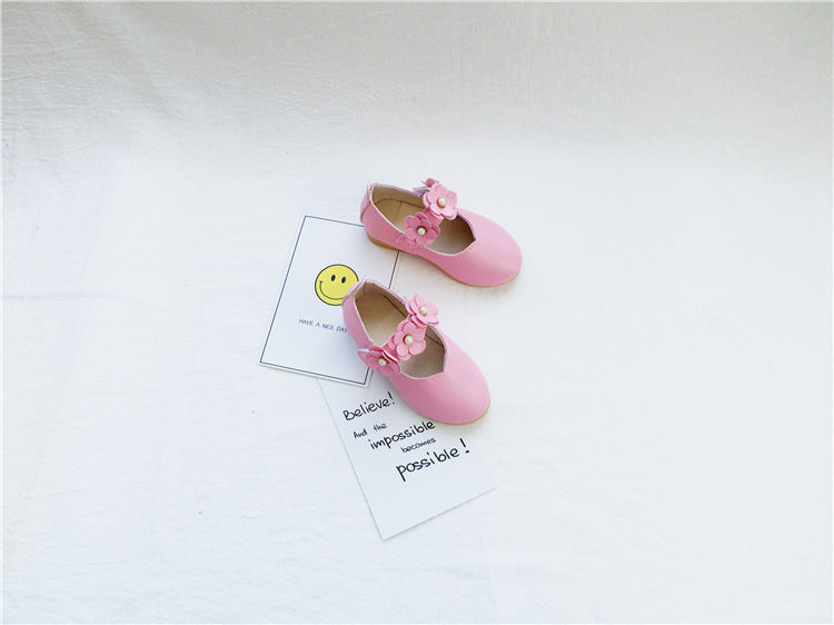 Flower PU Leather Shoes – Soft Sole Princess Style