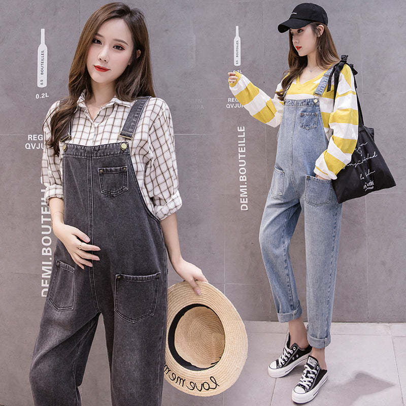 Large Size Maternity Denim Overalls Fashion Casual Versatile Pants