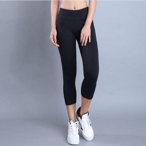 High waist tights sports pants women's running fitness pants quick-drying nine pants high elastic yoga pants