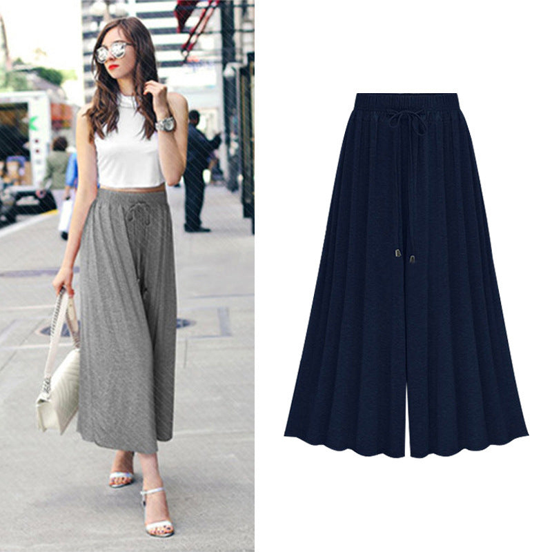 Women's high waist wide leg pants cropped trousers