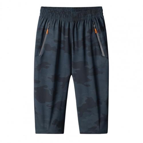 Summer Ice Silk Cropped Trousers Men's Sports Casual Pants Quick-drying 7-point Library Men