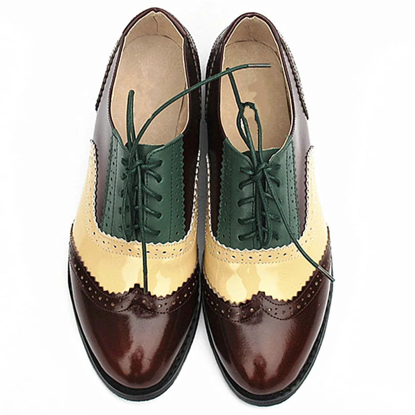 Vintage Oxford Shoes – Genuine Leather Brogues for Women