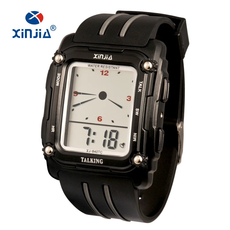 XINJIA Talking Watch – Multilingual Digital Voice Watch for Vision Impaired