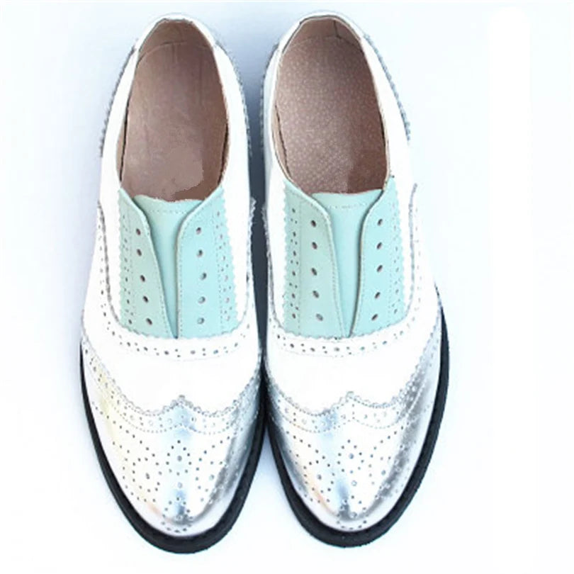 Vintage Oxford Shoes – Genuine Leather Brogues for Women
