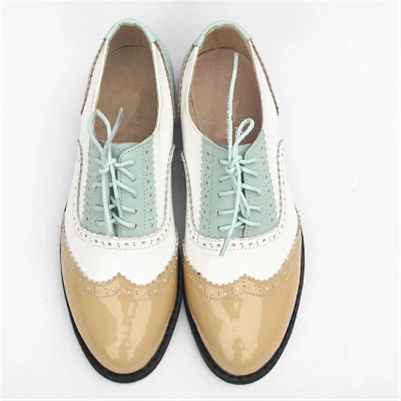 Vintage Oxford Shoes – Genuine Leather Brogues for Women