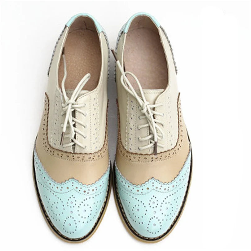Vintage Oxford Shoes – Genuine Leather Brogues for Women