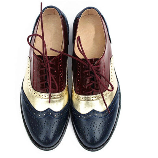 Vintage Oxford Shoes – Genuine Leather Brogues for Women