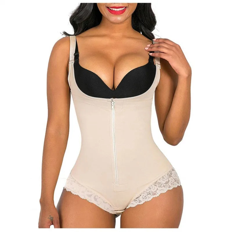 Shapewear Tummy Control Fajas Colombianas Body Shaper Zipper Open Bust Bodysuit