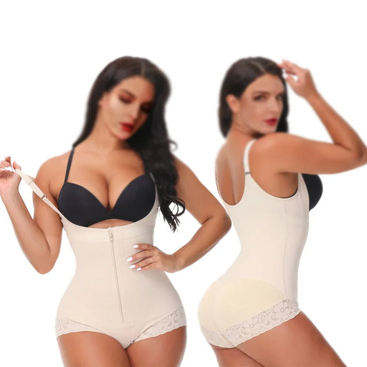 Shapewear Tummy Control Fajas Colombianas Body Shaper Zipper Open Bust Bodysuit