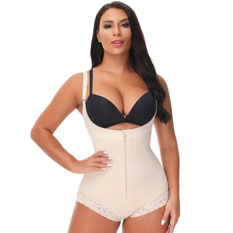 Shapewear Tummy Control Fajas Colombianas Body Shaper Zipper Open Bust Bodysuit