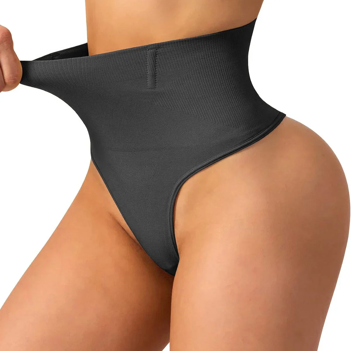 Mid Waist Thong Shapewear Panties – 4 Soft Bones Anti-Roll Waist Support