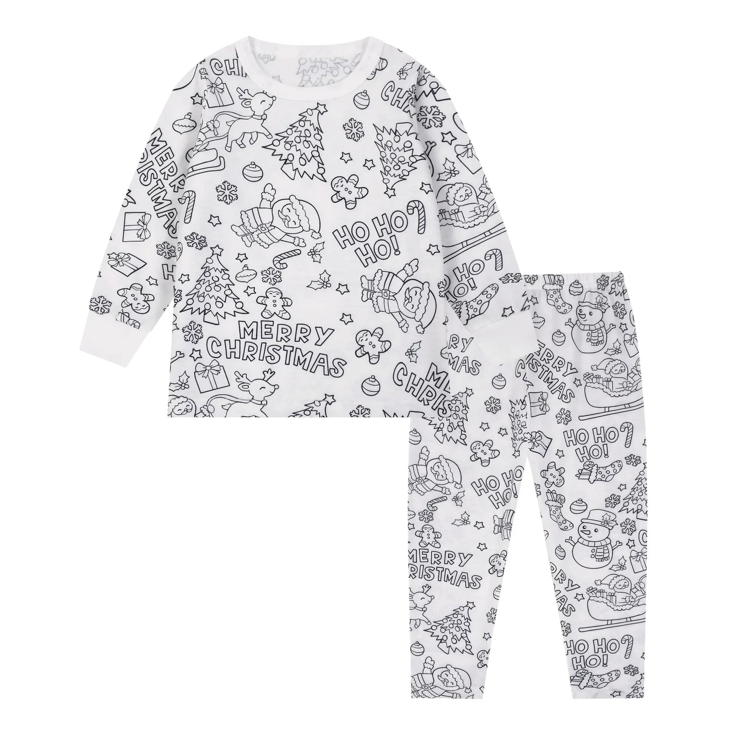 DIY Colour-In Christmas Pyjama Set – Kids Two-Piece (Without Painting Pens)