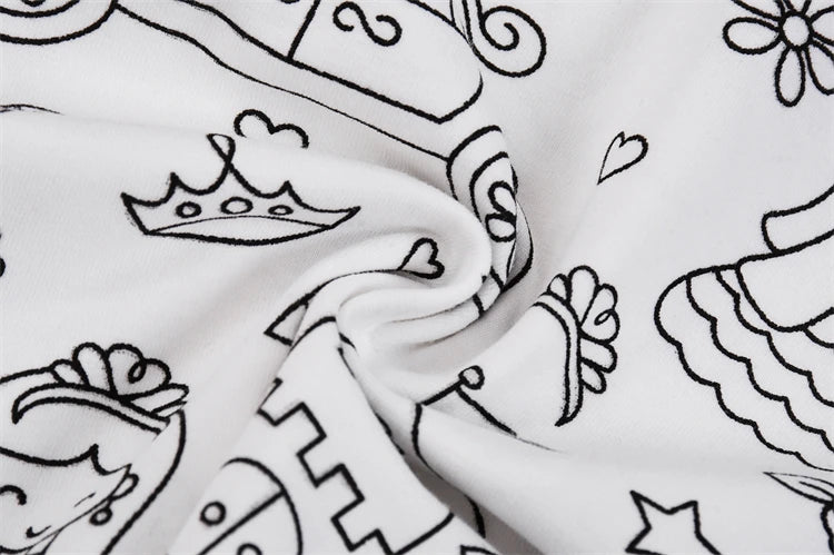 DIY Colour-In Kids Pyjama Party Set – Two-Piece Boys Gils (Without Painting Pens)