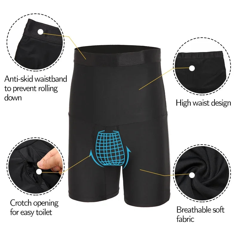 Men’s High Waist Tummy Control Boxer Shorts – Slimming Shapewear Underwear for Cycling, Fitness & Everyday Wear
