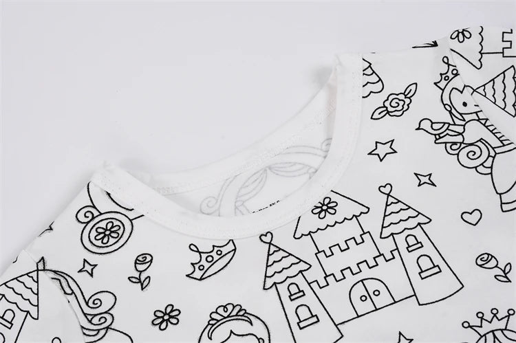 DIY Colour-In Kids Pyjama Party Set – Two-Piece Boys Gils (Without Painting Pens)